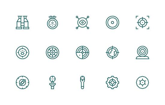15 Icons for Scope in Regular Line Format Flat Icon Set vector