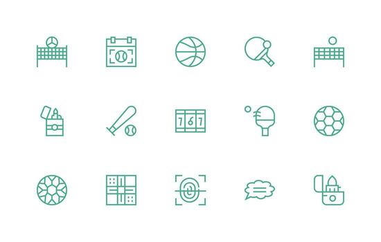 Regular Line Icons from Match Set with 15 Vectors Style Icon Set