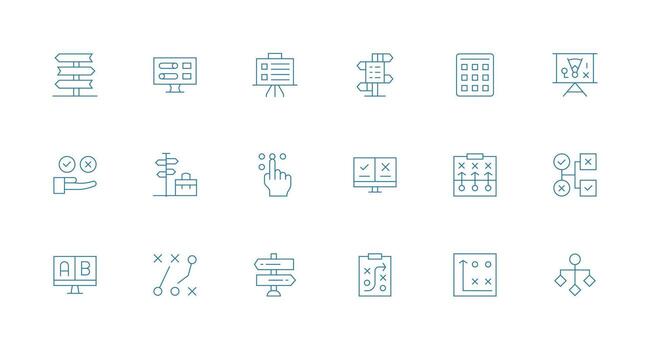 opciones diseño íconos presentando 18 en mínimo línea estilo ligero icono serie vector