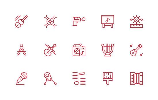 15 Icons for Instrument in Regular Line Format Display Icon Pack vector