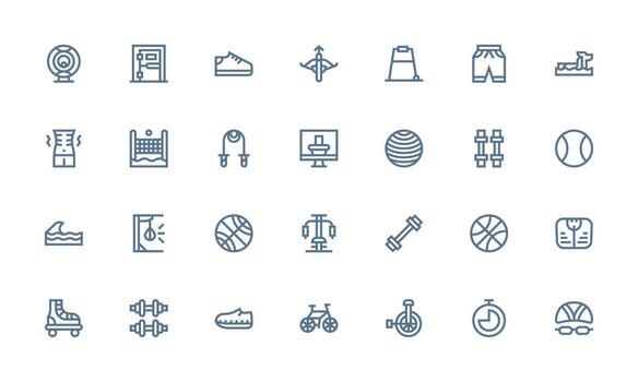 Exercise Icon Collection with 28 Bold Line Designs Flexible Icon System for Web Interfaces vector