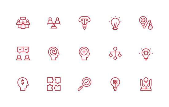 Regular Line Style ProblemSolving Icons with 15 Vectors Simple Icon Pack