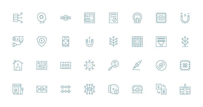 Thin Line Icons from Circuit Set with 32 Vectors Modern Icon Set