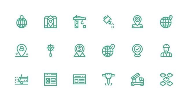 Site Icon Set with 18 Strong Stroke Line Graphics Neat Icon Set vector