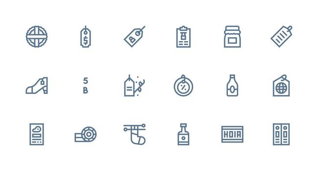 Label Icon Collection with 18 Strong Stroke Line Designs Balanced Icon Set for Functional Design vector