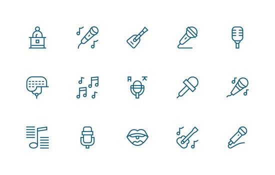 15 Icons for Vocal in Regular Line Format Reliable Icons for All Interfaces vector