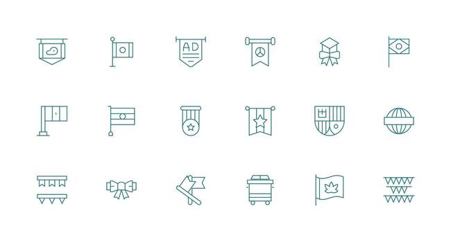 18 Minimal Line Style Icons from Banner Collection UI-Ready Icon Collection vector