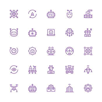 25 Icons for Automation in Medium Stroke Outline Format Interface Icon Collection for Daily Projects vector