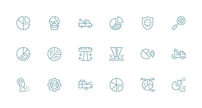Breakdown Set with 18 Minimal Line Icons Display Icon Pack vector
