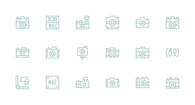 Capture including 18 Minimal Line Illustrations Well-Structured Icons for Creative Use vector