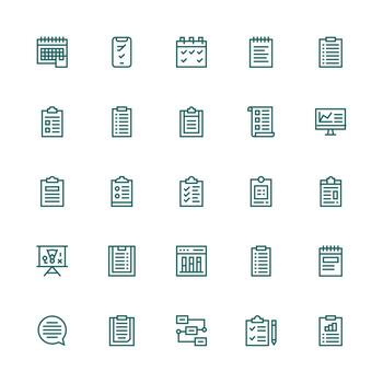 Medium Stroke Outline Style Tasks Icons with 25 Vectors Pixel Perfect Icons for Modern Apps