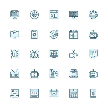 programa conjunto con 25 medio carrera contorno íconos escalable icono paquete vector