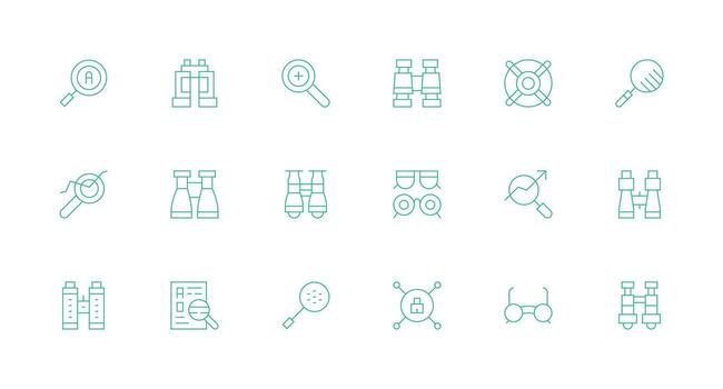 mínimo línea estilo aumentador íconos con 18 vectores monitor icono paquete