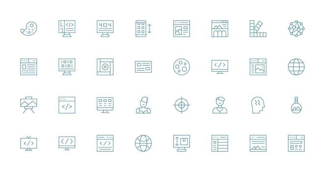 32 Thin Line Icons for Web Design Graphics Essential Icon Collection vector