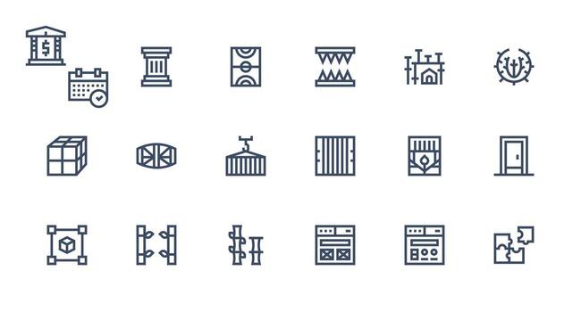 18 fuerte carrera línea íconos para marco de referencia gráficos esencial íconos para rápido ui edificio vector