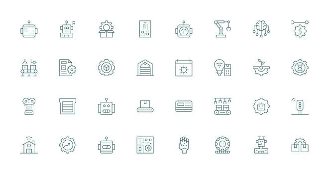 automatización incluso 32 Delgado línea ilustraciones equilibrado icono conjunto para funcional diseño vector