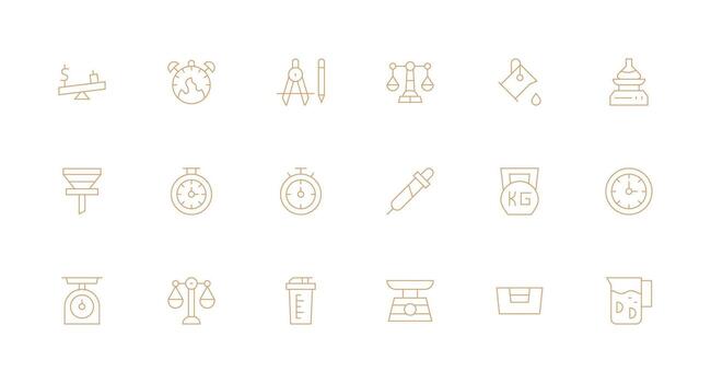 Measure featuring 18 Icons in Minimal Line Design Scalable Icons for Cross-Platform Interfaces vector