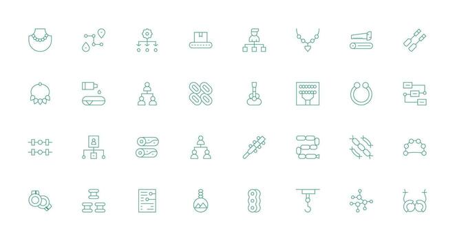 32 Thin Line Style Icons from Chain Collection Functional Icon Series vector