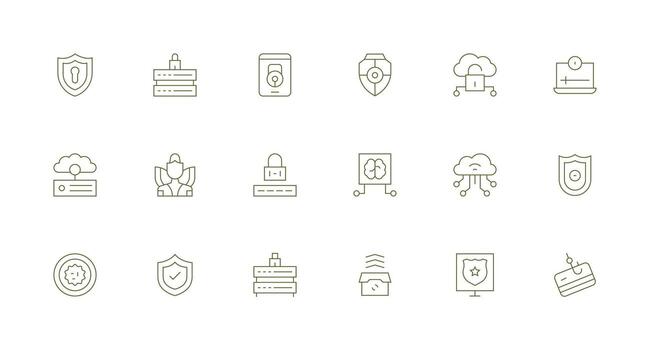 Cybersecurity Set with 18 Minimal Line Icons Responsive Icon Set for Flexible Layouts vector