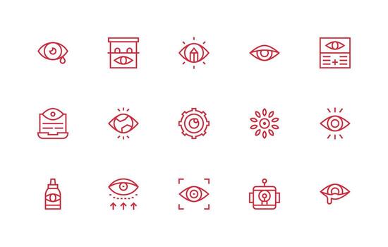 15 Icons for Eye in Regular Line Format Complete Icon Set for Mobile Apps vector