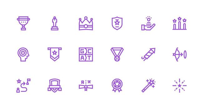 Achievement featuring 18 Icons in Strong Stroke Line Design Core Icon Collection for Daily Tasks vector
