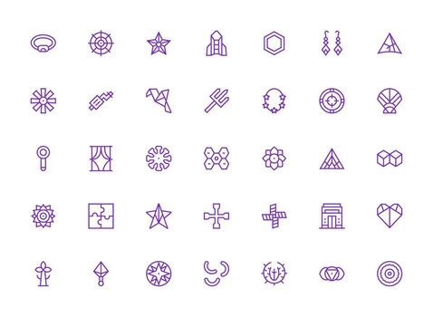 geométrico presentando 35 íconos en regular limpiar línea diseño sencillo íconos para interfaz y wireframes vector