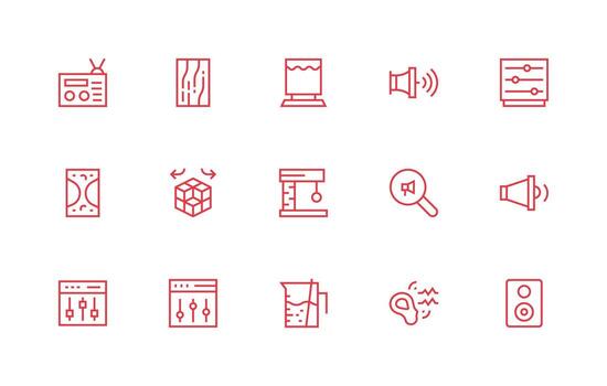 15 íconos para volumen en regular línea formato agudo íconos para presentaciones vector