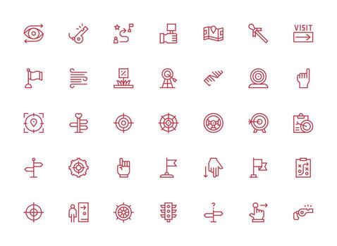 Direction Set with 35 Regular Clean Line Icons Flexible Icon System for Web Interfaces vector