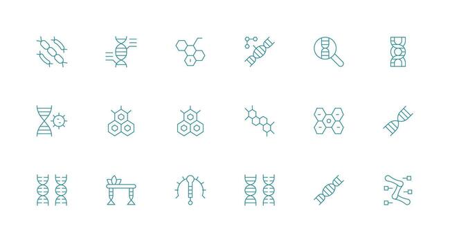 Molecular Design Icons featuring 18 in Minimal Line Style Flat Icon Set vector