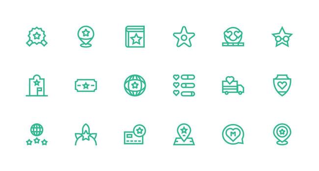 18 Strong Stroke Line Style Icons from Recommended Collection Sharp Icons for Presentations vector