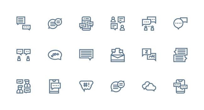 Conversation Set with 18 Strong Stroke Line Icons High-Resolution Icons for Any Platform vector