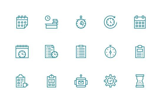 tarea administración conjunto con 15 regular línea íconos claro y conciso icono conjunto colección vector