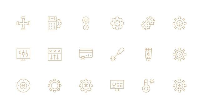 Adjustment Visual Pack containing 18 Minimal Line Icons Lightweight Icon Series for Fast Prototypes vector