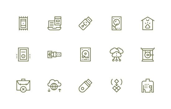 15 Regular Line Style Icons from Backup Collection Sharp Icons for Presentations vector
