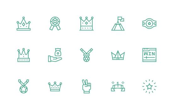 Triumph Set with 15 Regular Line Icons Clear and Concise Icon Set Collection vector