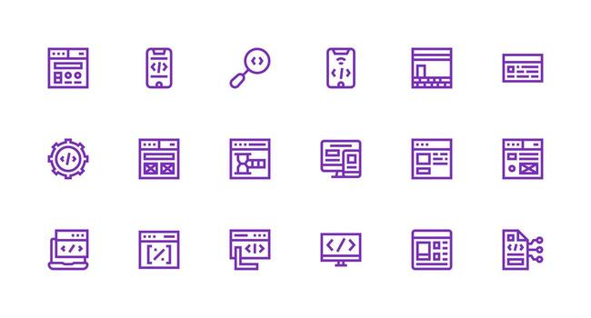 18 fuerte carrera línea vectores para css tema reutilizable icono conjunto