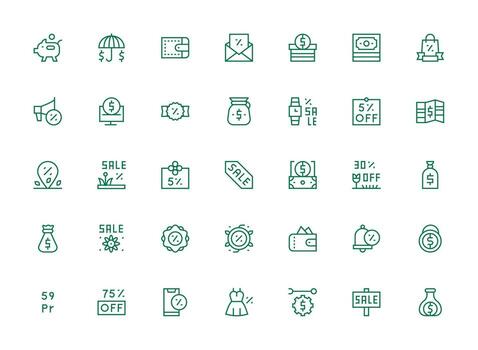 35 Regular Clean Line Vectors for Savings Theme Neatly Designed Icons for Web Platforms