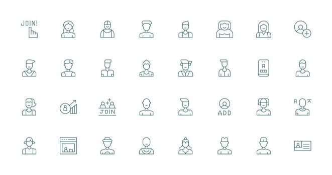 Signup Icon Collection with 32 Thin Line Designs Clean Icon Collection for Web Use vector