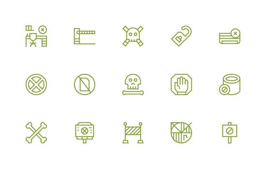 hacer no entrar diseño íconos presentando 15 en regular línea estilo compacto icono conjunto vector