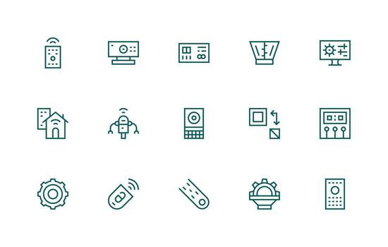 Control Panel Icon Set with 15 Regular Line Graphics Icon Set for Web vector
