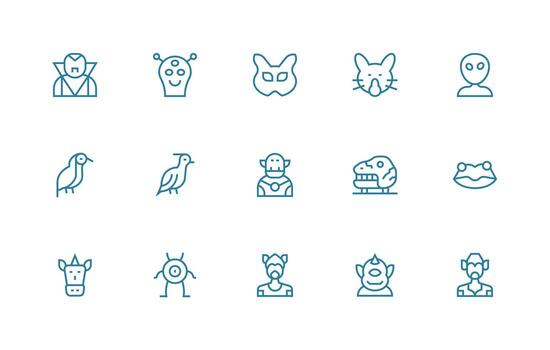 Creature featuring 15 Icons in Regular Line Design Scalable Icons for Cross-Platform Interfaces vector