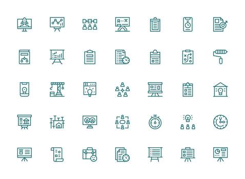 Project featuring 35 Icons in Regular Clean Line Design Essential Icon Collection vector