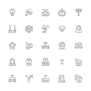 medio carrera contorno estilo Wifi íconos con 25 vectores interfaz icono colección para diario proyectos