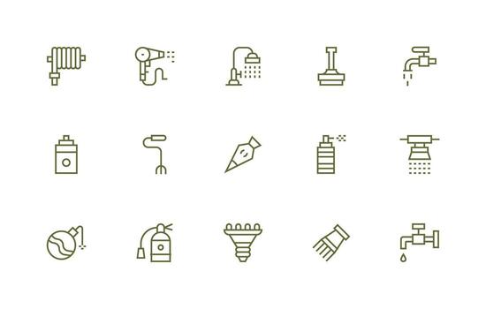 15 Regular Line Icons for Nozzle Graphics Dashboard Icon Series vector