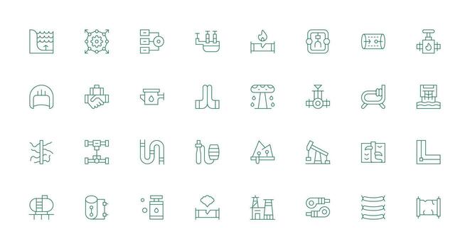Pipeline Icon Collection with 32 Thin Line Designs UI-Ready Icon Collection vector