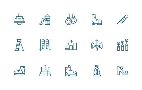 Climbing featuring 15 Icons in Regular Line Design Web Icon Collection vector