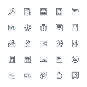 Finance featuring 25 Icons in Medium Stroke Outline Design Simple Icons for Interface and Wireframes vector