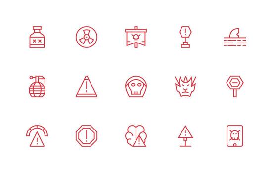 Regular Line Icons from Danger Sign Set with 15 Vectors Fully Editable Icon Set for Web