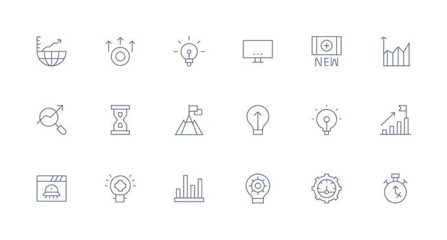 mínimo línea íconos desde Progreso indicador conjunto con 18 vectores personalizable icono serie para móvil pantallas