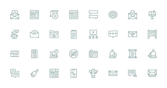 Message Design Icons featuring 32 in Thin Line Style Fully Editable Icon Set for Web vector